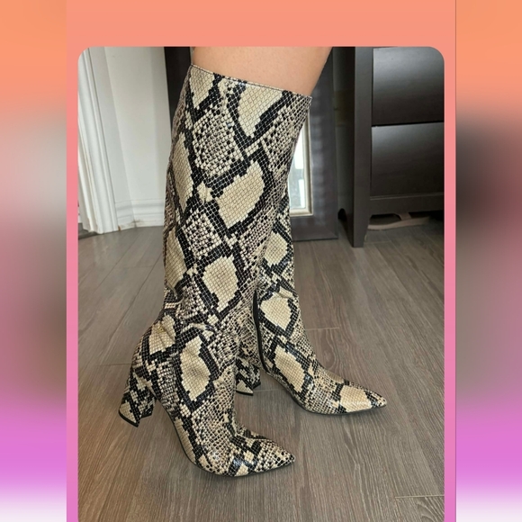 Guess Shoes - Guess Snakeskin Pattern Knee-High Boots